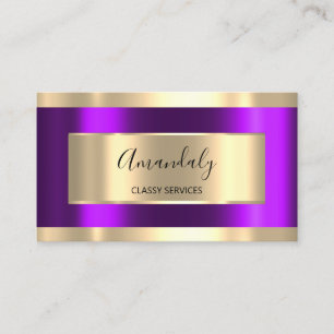 Carte De Visite Purple Gold encadré Élégant Professionnel Mooddeer