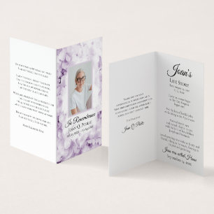 Carte De Visite Purple Hydrangea Fleur Aquarelle Prière funéraire