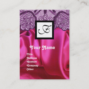 CARTE DE VISITE PURPLE LACE PINK FUCHSIA SILKCLOS,MONOGRAMME CARRÉ