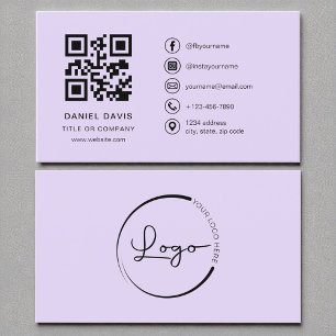 Carte De Visite Purple Lavender Professional Company Logo Code QR