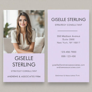 Carte De Visite Purple Lilac minimaliste Photo professionnelle mod