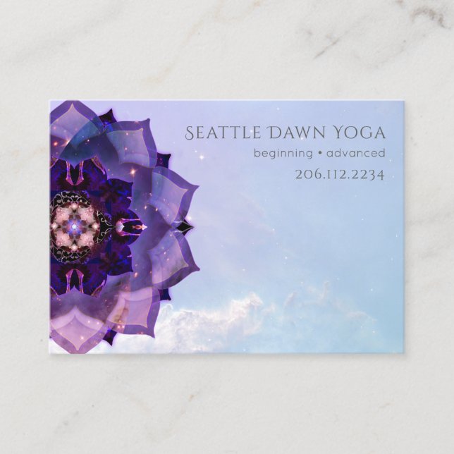 Carte De Visite Purple Lotus Mandala Instructeur de Yoga moderne (Devant)