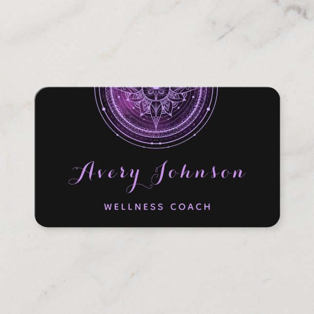 Carte De Visite Purple Mandala Wellness Coach Médias sociaux moder (Devant)