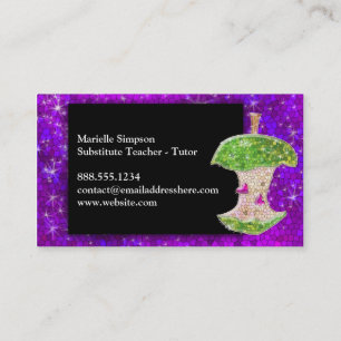 Carte De Visite Purple Parties scintillant Pomme Substitut Enseign