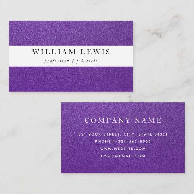 Carte De Visite Purple Parties scintillant Professionnel Moderne (Devant / Derrière)