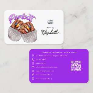 Carte De Visite Purple Periodé Black African American Nail Salon