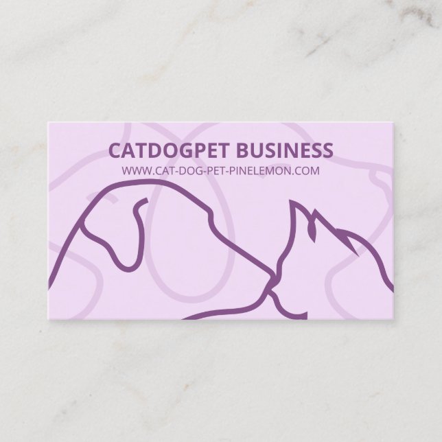 Carte De Visite PURPLE Qr Code Logo Chiens Chats Animaux (Devant)