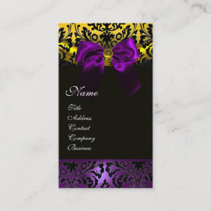 CARTE DE VISITE PURPLE RIBBON OR NOIR JAUNE DOMMASQUE MONOGRAMME