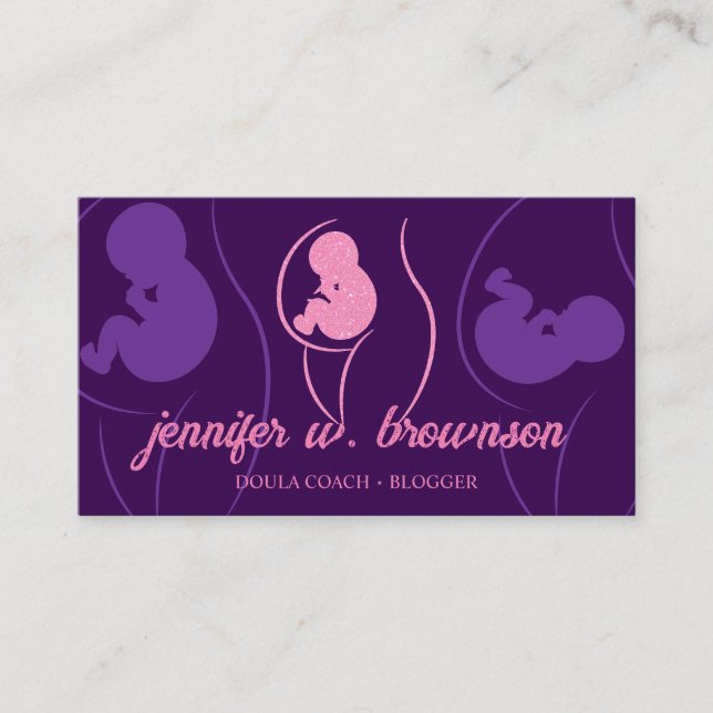 Carte De Visite Purple rose Doula naissance Enceinte Or Bébé Nouve (Devant)