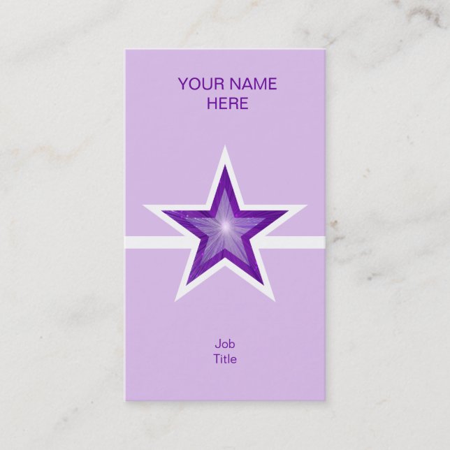 Carte De Visite Purple Star ligne blanche clair violet vertical (Devant)
