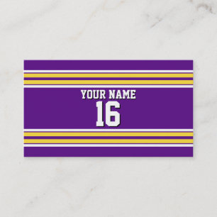 Carte De Visite Purple with Yellow White Stripes Team