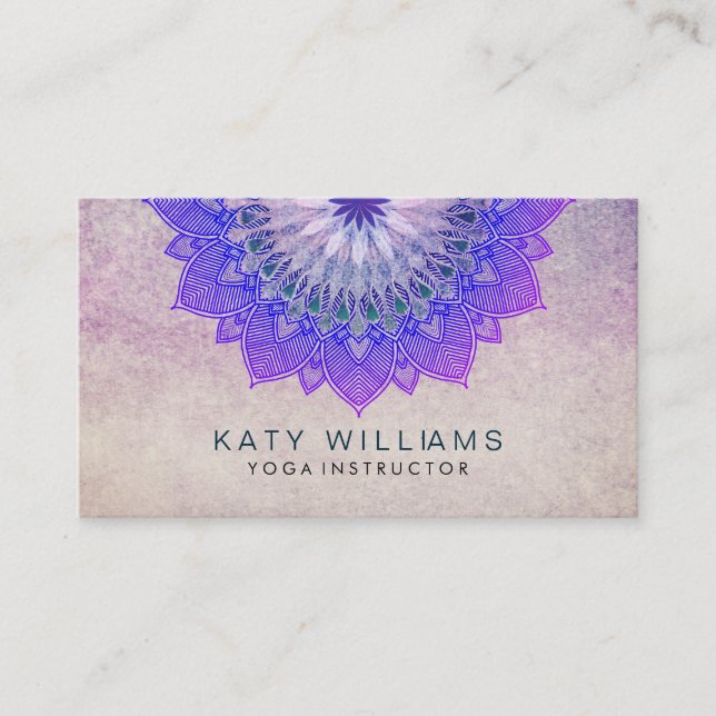 Carte De Visite Purple Yoga Instructor Lotus Flower Massage (Devant)