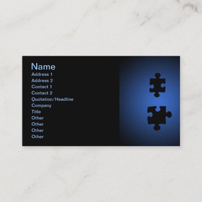 Carte De Visite Puzzle649 PUZZLE PIECES NOIRS BLUES MUR NUMÉRIQUE (Devant)