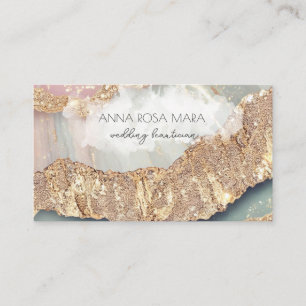Carte De Visite *~* QR Agate Aqua Gold Parties scintillant Glam AP