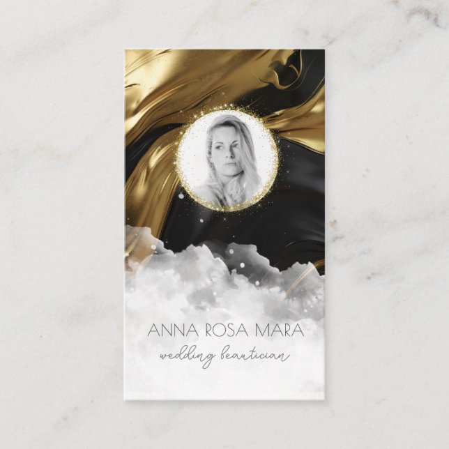 Carte De Visite *~* QR Agate marbre photo LOGO NOIR AP66 Or (Devant)