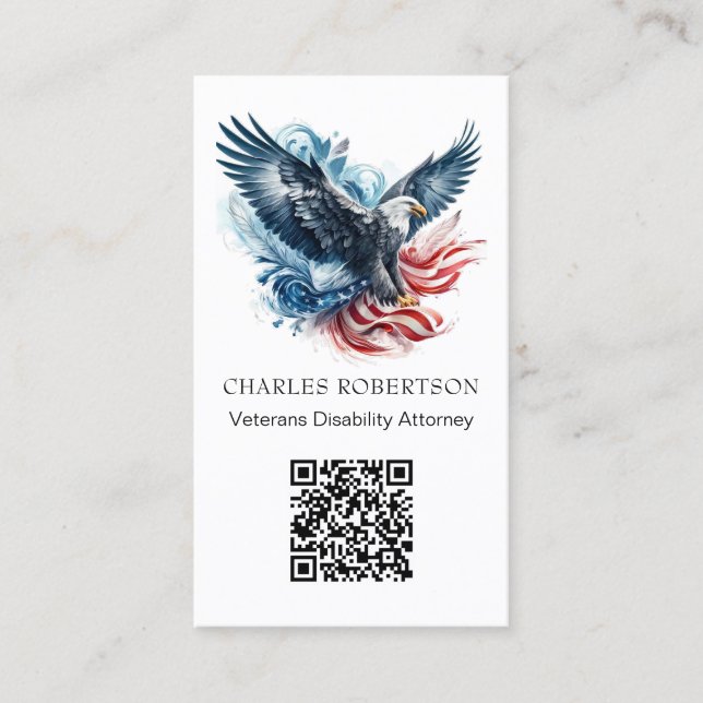Carte De Visite *~* QR - AP16 American Flag Bald Eagle - Photo (Devant)