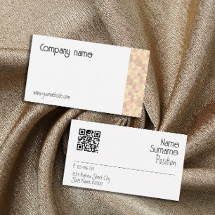 Carte de visite QR beige pastel géométrique