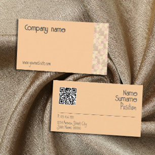 Carte de visite QR beige pastel géométrique