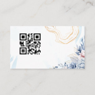 Carte de visite QR Code à ligne dorée et motif flo