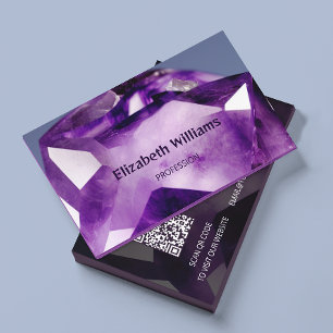 Carte De Visite QR Code Amethyst Gem Stone