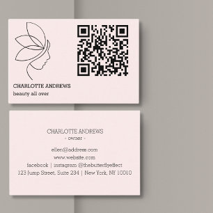 Carte De Visite QR code, Beauté, Logo, Art en ligne rose