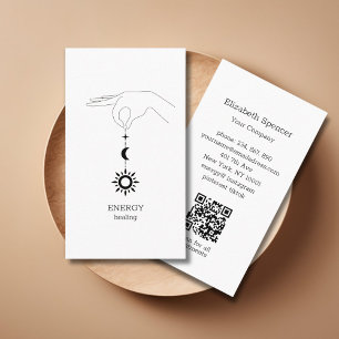 Carte de visite QR-Code Blanche Soleil Lune