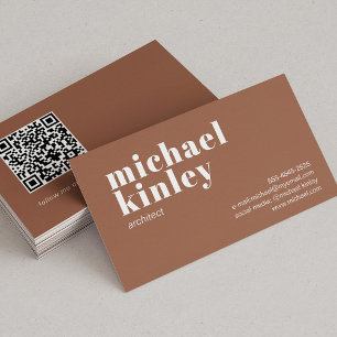 Carte De Visite QR code bold moderne minimaliste professionnel bru