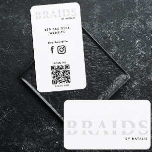 Carte De Visite QR Code Braids Beauté Salon Braiding Coiffeuse