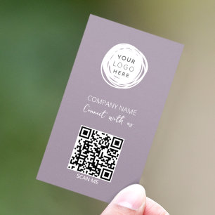 Carte De Visite QR Code Business Logo Lilac Moderne