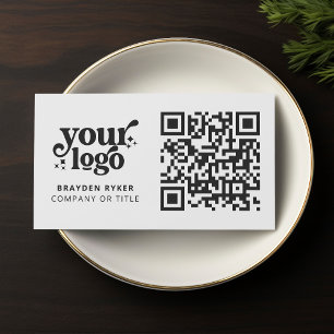 Carte De Visite QR Code Business Logo Professionnel Moderne Blanc