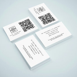 Carte De Visite QR Code Business Logo Professionnel Moderne Blanc