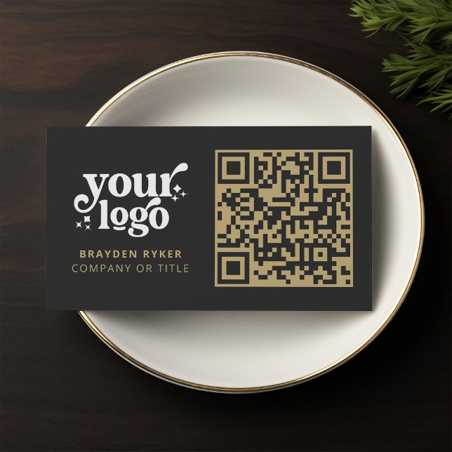 Carte De Visite QR Code Business Logo Professionnel Moderne Or (Créateur téléchargé)