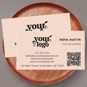 Carte De Visite QR Code Business Logo Professionnel Moderne Rose