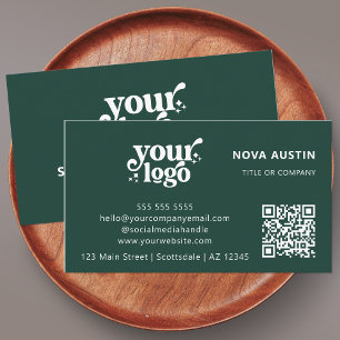 Carte De Visite QR Code Business Logo Professionnel Moderne Vert