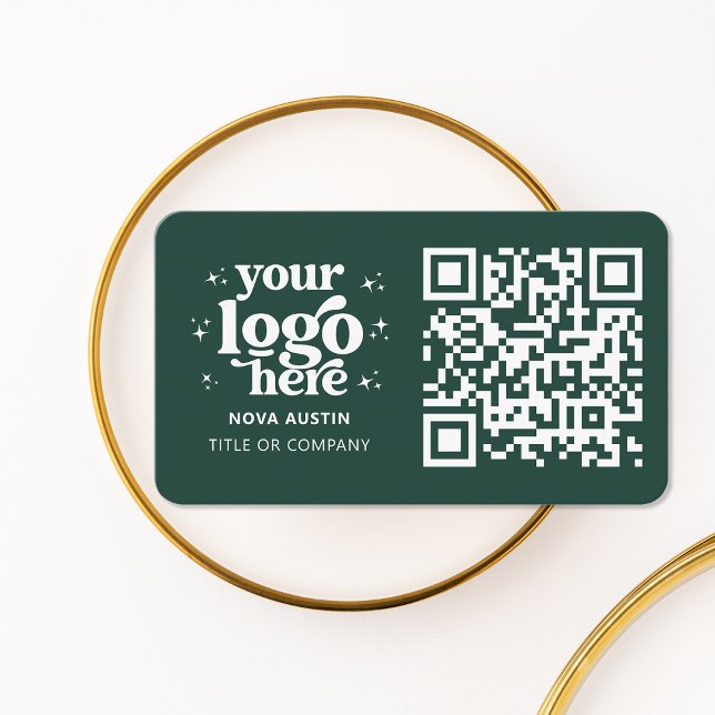 Carte De Visite QR Code Business Logo Professionnel Moderne Vert (Créateur téléchargé)