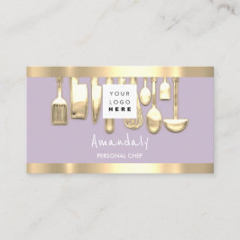 Carte De Visite QR Code Chef personnel Cuisine Restaurant Lavender