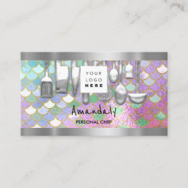Carte De Visite QR Code Chef personnel Cuisine Restaurant Mermaid