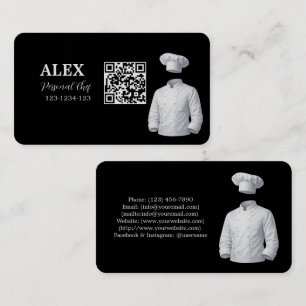 Carte de visite QR Code Chef Personnel Élégante en
