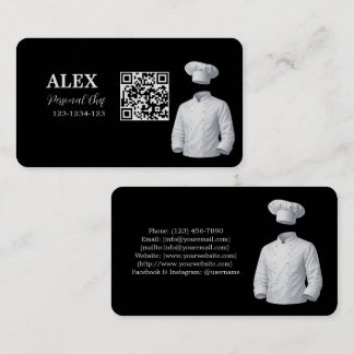 Carte de visite QR Code Chef Personnel Élégante en
