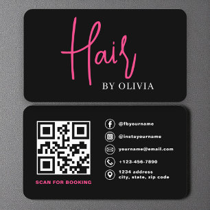 Carte De Visite QR Code Coiffeur Typographie moderne