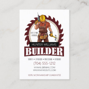 Carte De Visite QR Code Construction Builder Professional Vertical