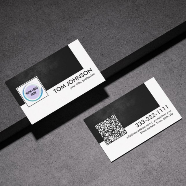 Carte De Visite QR Code Custom Design Contact virtuel Gras noir (Business Perfection)