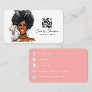 Carte de visite QR Code de coiffeur afro-américain