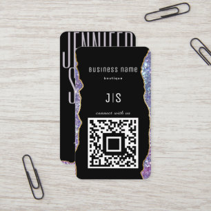 Carte De Visite QR Code Elegant Monogramme Connectez-vous avec nou