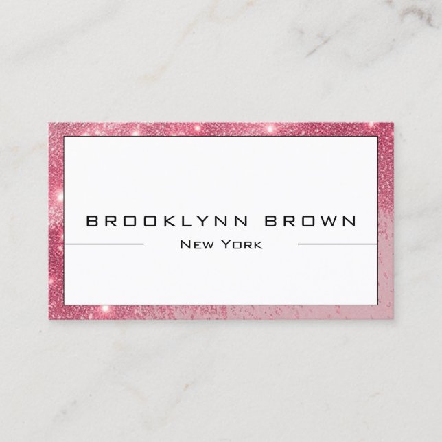 Carte De Visite QR Code élégant Rose rose Parties scintillant lumi (Devant)