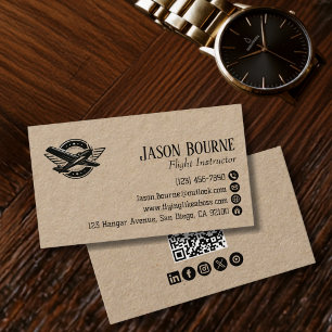 Carte De Visite QR Code Employé Professionnel Pilote Avion