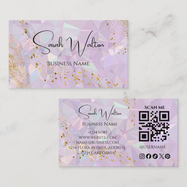 Carte de visite QR Code en Opale | Marque Moderne (Devant / Derrière)