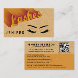 Carte De Visite QR code Funky rétro pastel lashes après soin