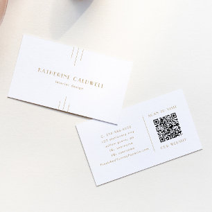 Carte de visite QR Code géométrique simple Art Déc