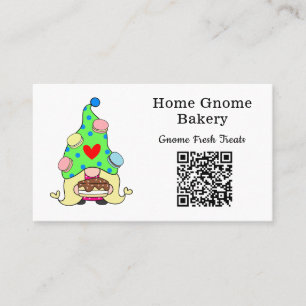 Carte De Visite QR Code Gnome Maison Boulangerie Blanc
